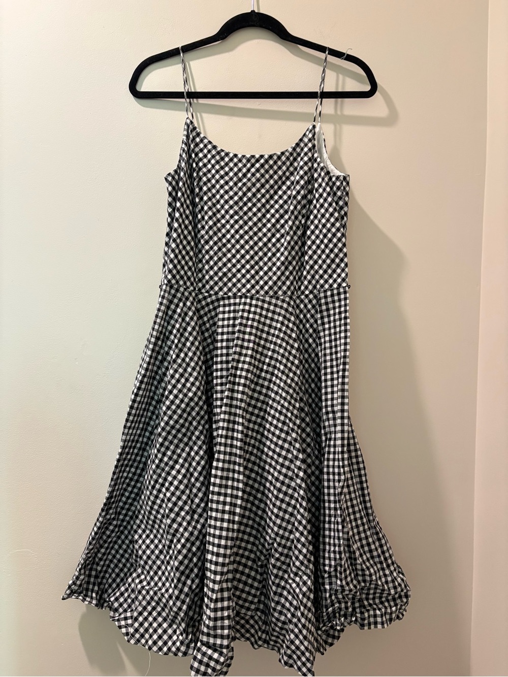 American Living Black and White Gingham Spaghetti Strap Dress